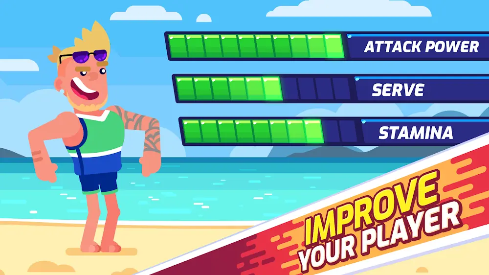 Atributos de um atleta de praia em Beach Volleyball Challenge