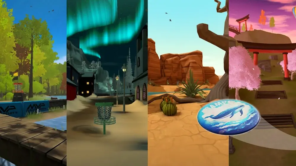 Quatro cenários distintos de percursos em Disc Golf Valley
