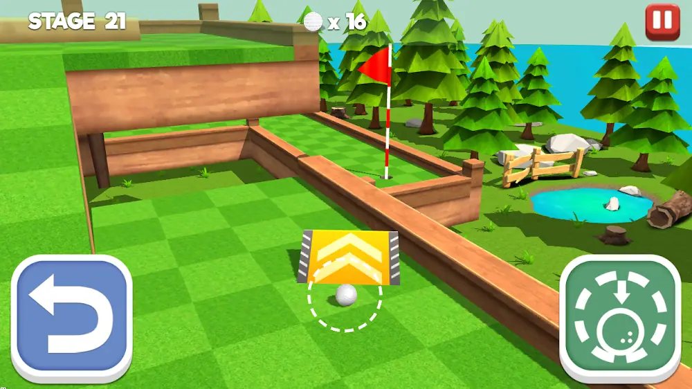 Percurso de putting com bandeira vermelha em Putting Golf King