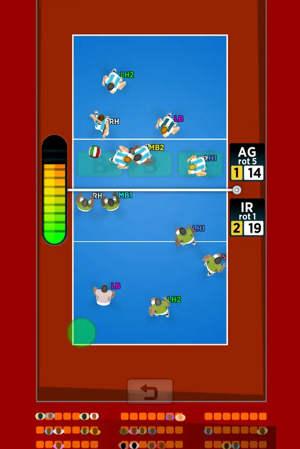 Campo vermelho visto de cima em Spike Masters Volleyball